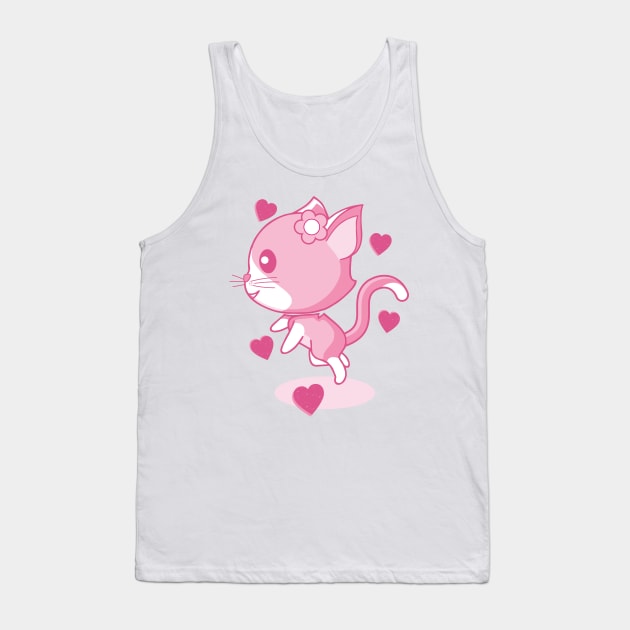 Pink kitten and hearts. Tank Top by FunawayHit